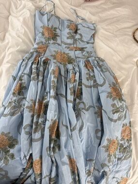 House of CB Light Blue Floral Maxi Dress with Peach Roses
